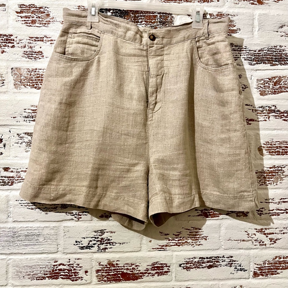 The Territory Ahead Beige Linen Shorts Women’s Size 16